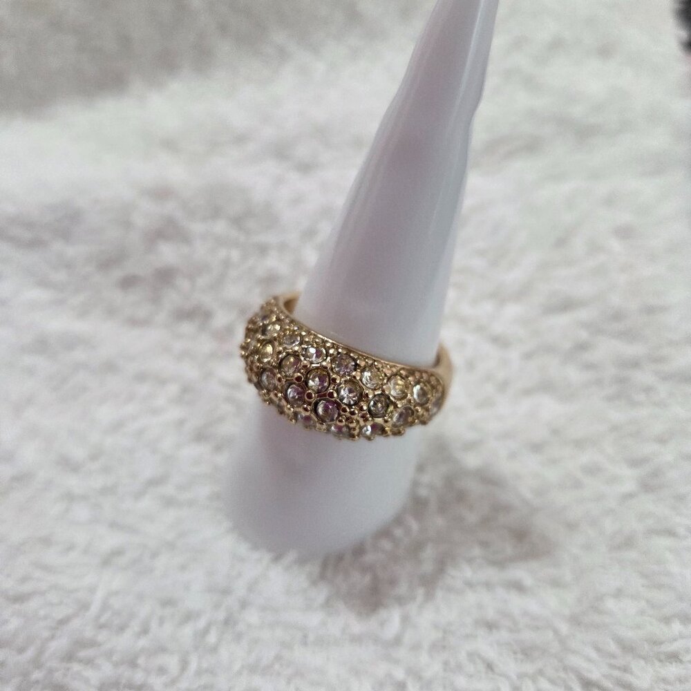 Gold Silver 316-L Stainless Steel Gold Plate Diamond Simulated Size 8